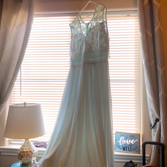Light Teal Chiffon Dress - Picture 1 of 12